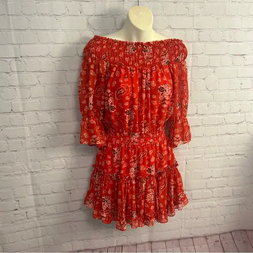 MISA Los Angeles MISA L.A. red peplum retro printed mini dress viscose USA chic coquette Small