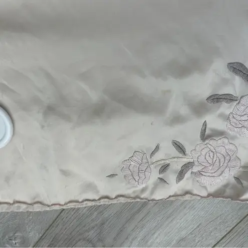 Vintage Silk Dress embroidered floral mini womens Pink (medium) lingerie lounge