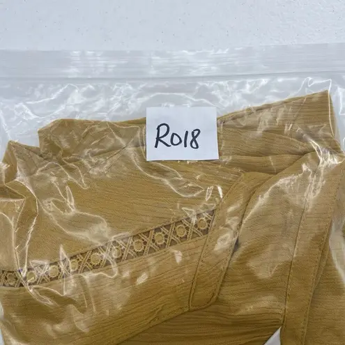 Terra & Sky 2X Peasant Top Crinkle Long Sleeve Woven Apple Juice Yellow Gold