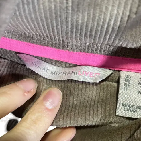Isaac Mizrahi Live Womens Pullover Hoodie Tan Corduroy S
