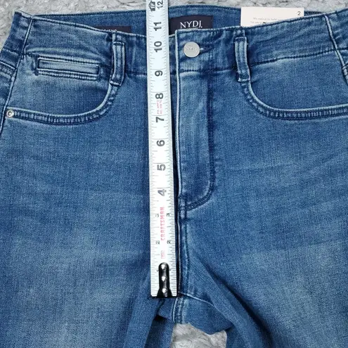 NYDJ High Rise Girlfriend Hollywood Jeans Blue Stunning Stretch Women's Size 2
