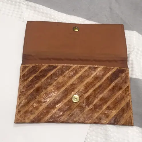 4/$25 Faux Snake skin clutch Tan