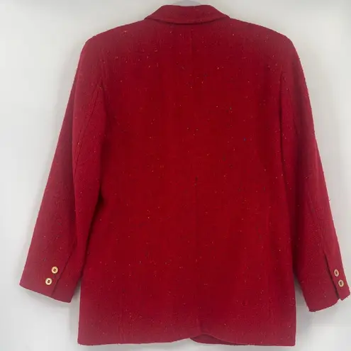 Vtg 90s Lizwear Blazer Sz 8P Tweed Speckled Heritage Preppy Ivy Y2K Old Money Red