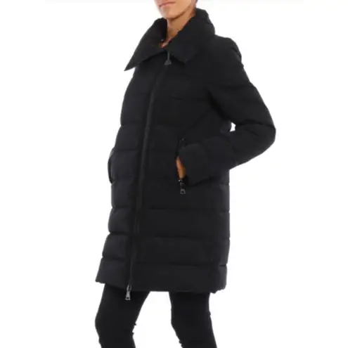Moncler Gerboise Asymmetrical Zip Down Filled Quilted Puffer Coat in Black