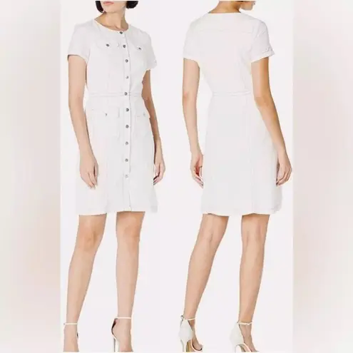 Karl Lagerfeld New PARIS Linen Blend Shirt Dress Snap Front Short Sleeve Size 2