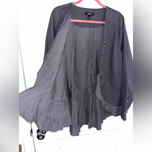 Torrid Cotton GrungeSailor Button Twill Peplum Hem Georgette Fabric Layer Jacket