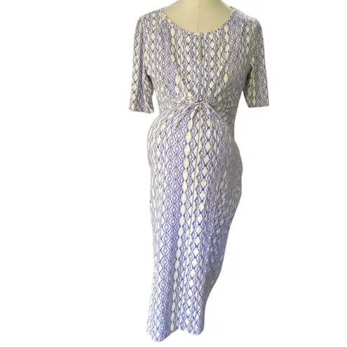 Seraphine Purple Aztec print Long Sleeve Maternity Dress Size 6