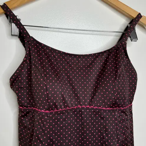 L.L.Bean  Swim Dress Woman’s Size 12 UPF 50+ Brown w/ Pink Microdots Summer Pool