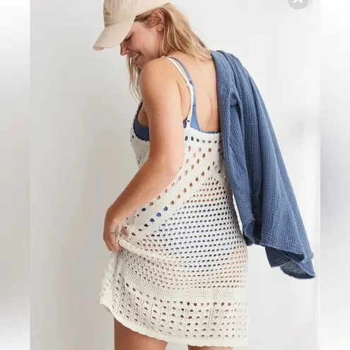 Aerie NWT  Crochet Coverup Mini Dress in Ivory