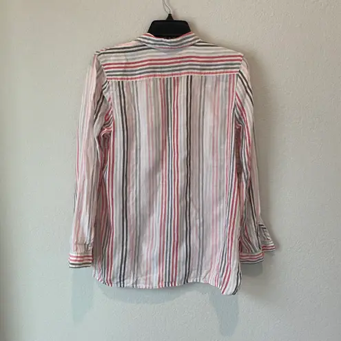 J.Jill  Love Linen Striped Button Down Size Small