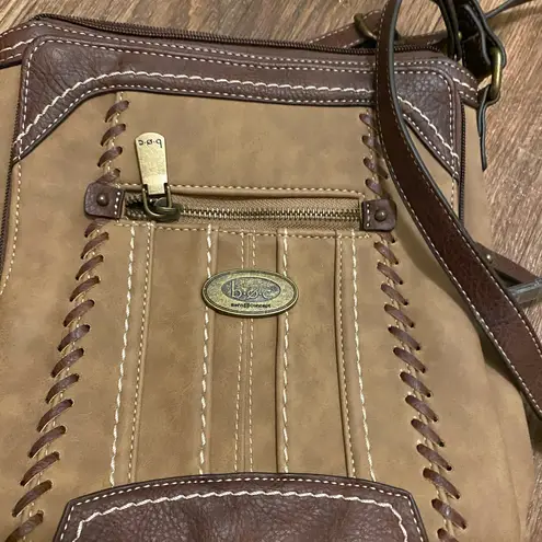 BOC Womens Purse Crossbody Bag Brown Faux Suede Western 10”H X 10”W X 2” Cowgirl Tan