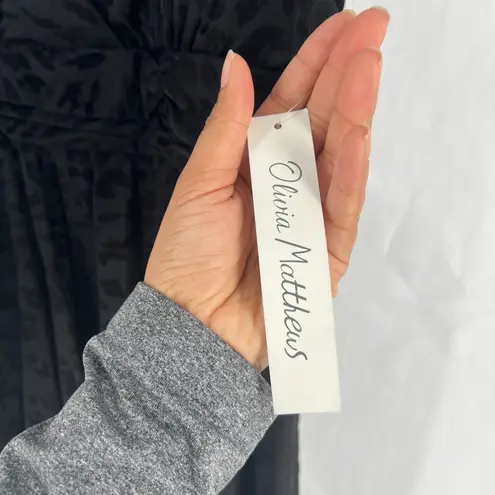 Olivia Matthews Dress Womens XL Black Leopard Velvet Burnout Handkerchief Hem