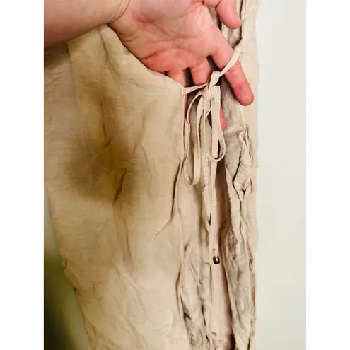 ROSETTA GETTY Beige Oatmeal Linen Blend Sleeveless V