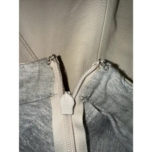 Derek Lam  10 Crosby Leather Mini Flare‎ Skirt Cream Beige Size 2 Raw Hem