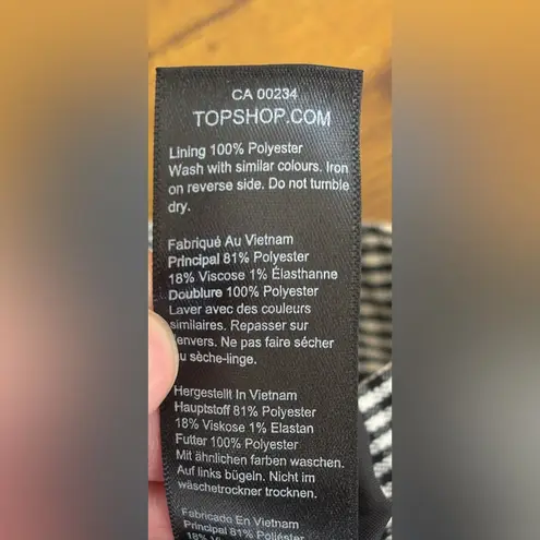 Topshop Plaid Mini Skirt Women's 6 Black & White Gingham Zip Front Pockets