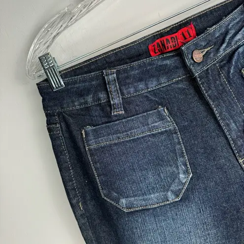 Zana Di Y2K Dark Wash Flare Boot Jeans Sz 11 Faded Patch Pockets