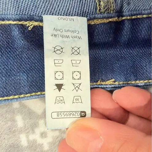 Halara Flex High Waisted Pockets Rolled Hem Wide Leg Washed Casual Jeans Large - Image 6