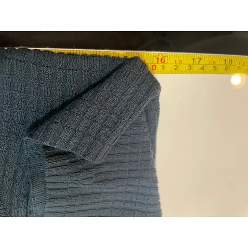 MM.LaFleur M.M.LaFleur Lydia Ribbed Knit Short Sleeve Midi Dress Teal Blue Size L Office