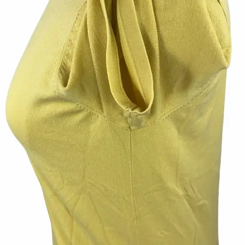 August Silk Woman Casual Chartreuse Yellow Silk Blend Short Sleeve Crew Neck Tee
