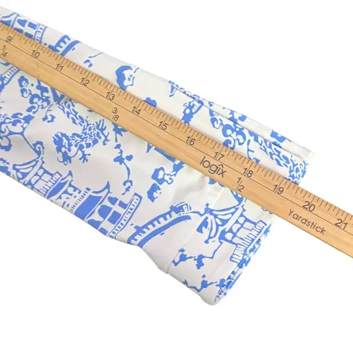 Jude Connally Megan Short Dress Chinoiserie Print Asian Artsy Size XS Blue White