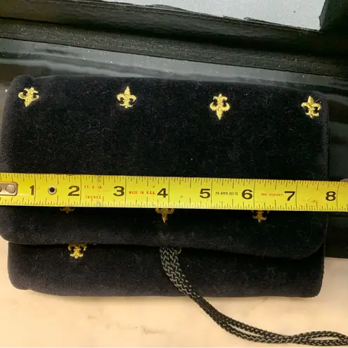 Oscar de la Renta VTG Gold Fleur De Lis Travel Makeup Jewelry Bag Foldable