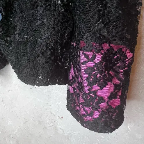 Last Kiss  Vintage 80's Madonna Style Black Lace Hot Pink Blazer Jacket XL