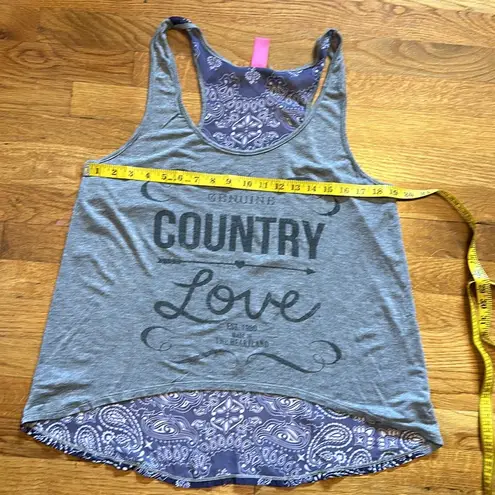 Just Ginger Women’s XL Genuine Country Love Gray Purple Paisley Racerback Tank