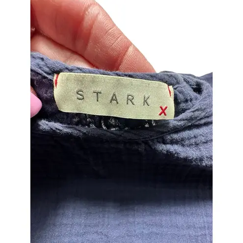 Stark X Charcoal Grey 100% Cotton Blouse Size XS Dolman Sleeve Bubble Top #D13