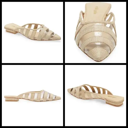 Cult Gaia ππ Femi Flats Pointed Toe Open Back Flat Mules ~ Natural EU 38 NWT