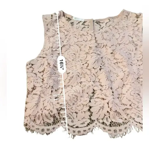 Jenny Yoo Cleo Pink Lace Snap Back Layover Cropped Top Sz XS