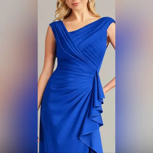 Tadashi Shoji NWOT BOS24245L - Cap Sleeve Ruffle Detail Dress Royal blue sz S