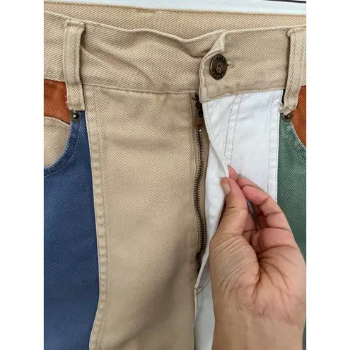 Vintage 80s 90s Red Rover multi colored high waist color block shorts White Size 6