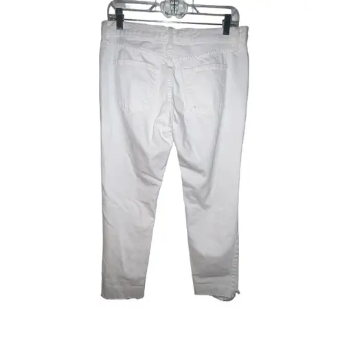 Pistola WOMEN WHITE OUT RIPPED DESTROYED CROP RAW HEM JEANS STYLE P8641-WH SZ 27