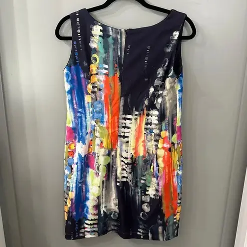 Mario Serrani Italy Colorful Abstract Paint Print Shift Dress Size 8