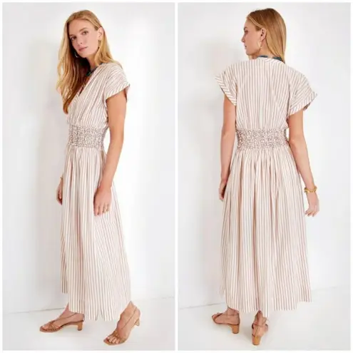 ๐MIRTH๐ Granada Dress ~ Bronze Stripe Print Medium Tan