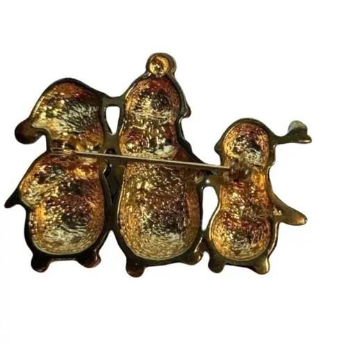 Penguin Family Brooch & Gold Wreath Pin With Faux Pearls A342