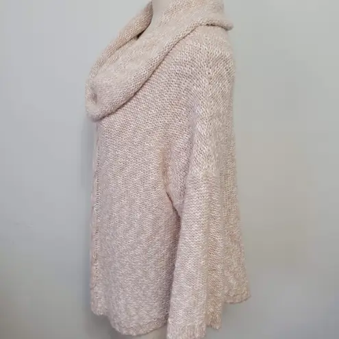 Ruby Rd pink shimmer and shine marled knit cowl neck sweater size lp