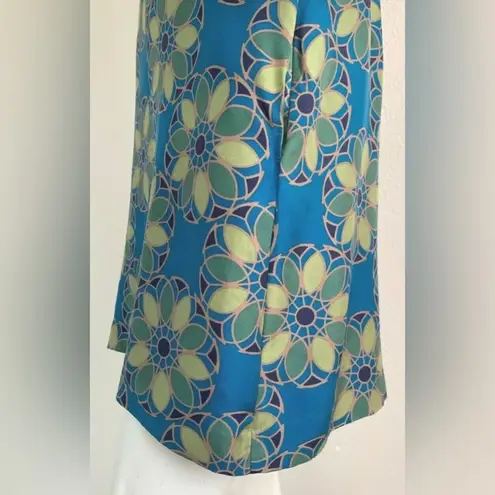 Original Penguin Sz.4 100% Silk Dress VINTAGE RETRO BLUE Green Munsingwear EUC