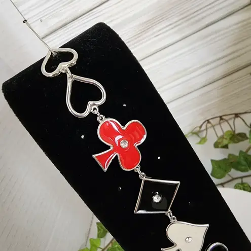 Silver and Enamel Playing Card Suit Pips Symbols Bracelet
