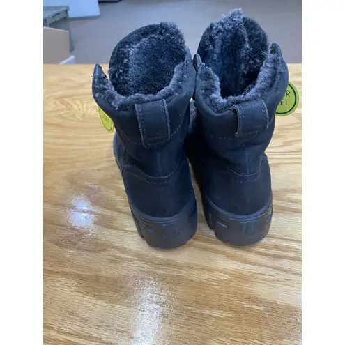 Paul Green Joaquin Genuine Shearling Women's 7 Black Leather Combat Boots B50