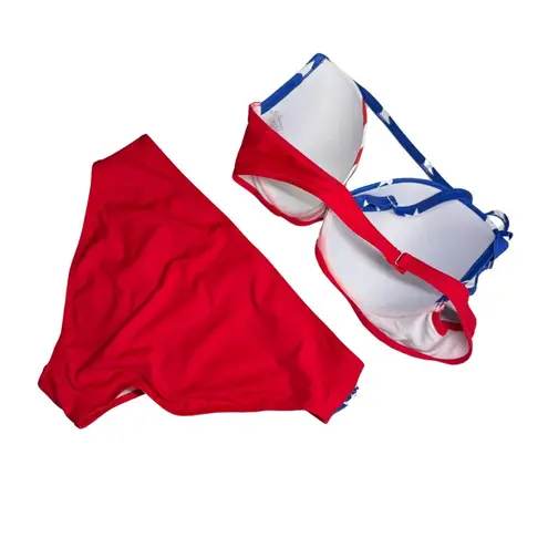 Red and Blue Patriotic Bikini L 2pc molded cups stars stripes July 4th America Size L