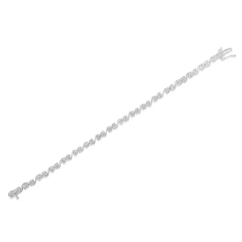 Brilliance NEW Haus of  Sterling 1/10 Cttw Diamond "S" Link Tennis Bracelet 7.25"