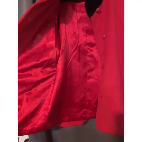 Leslie Fay Women's Medium Red Blazer, Faux Fur Collar & Cuffs, Size 8, Outerwear