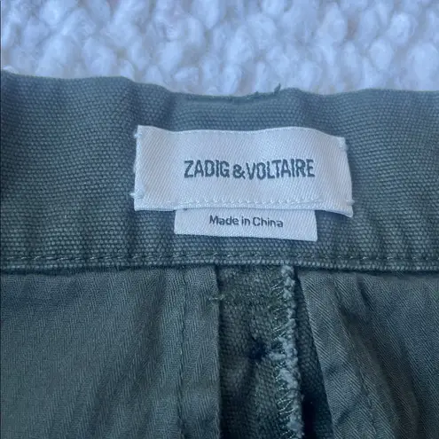 Zadig & Voltaire Pilote Canvas Cargo Jogger Pant Olive Green 34 / XS