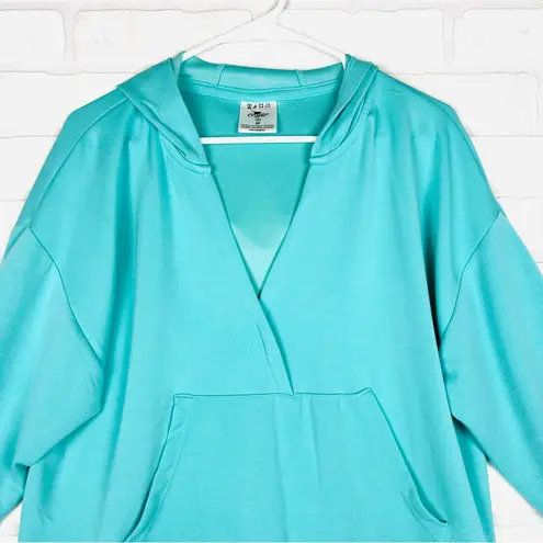 Teal Hooded After Class Coral Cropped Hooded Lightweight Long Sleeve Size Med Blue