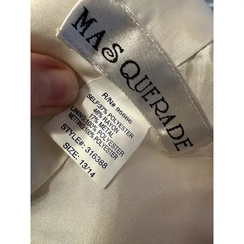 90s Cream Prom Dress Strapless Brocade Size M Fairy tale Coquette Ballerina Gold Size M