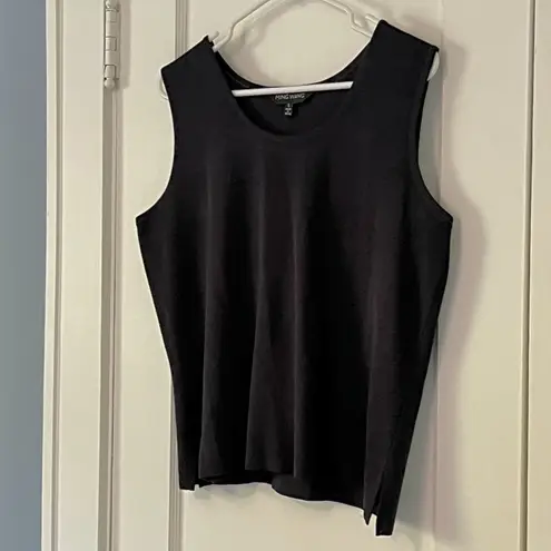 Ming Wang navy wide strap tank blouse size large designer basic capsule wardrobe