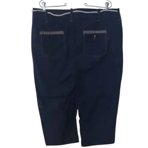North River Navy Blue Capris with Rope Belt Anchor Buttons Nautical