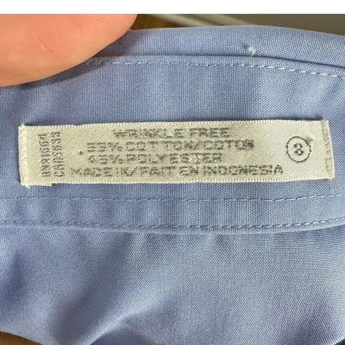 Foxcroft Wrinkle Free Shirt Women 8 Blue Button Up Long Sleeve Spring Career Top