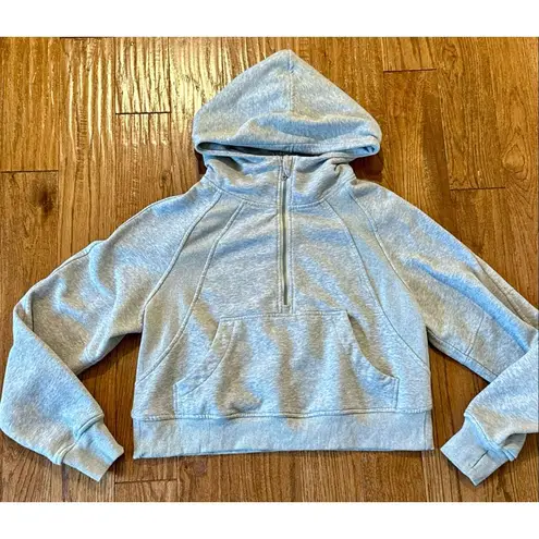 Trendy Queen grey scuba cropped quarter zip hoodie sweatshirt M Gray Size M
